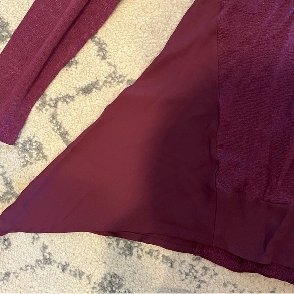 NWT Simply Vera Vera Wang Grape Wine Autumn Romance Draped Sides Long Sleeve Top - Picture 6 of 7